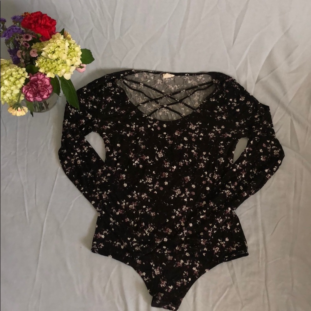 Black floral bodysuit